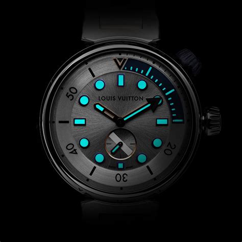 rectangular louis vuitton watch|Tambour Street Diver, quartz, 39.5mm, steel .